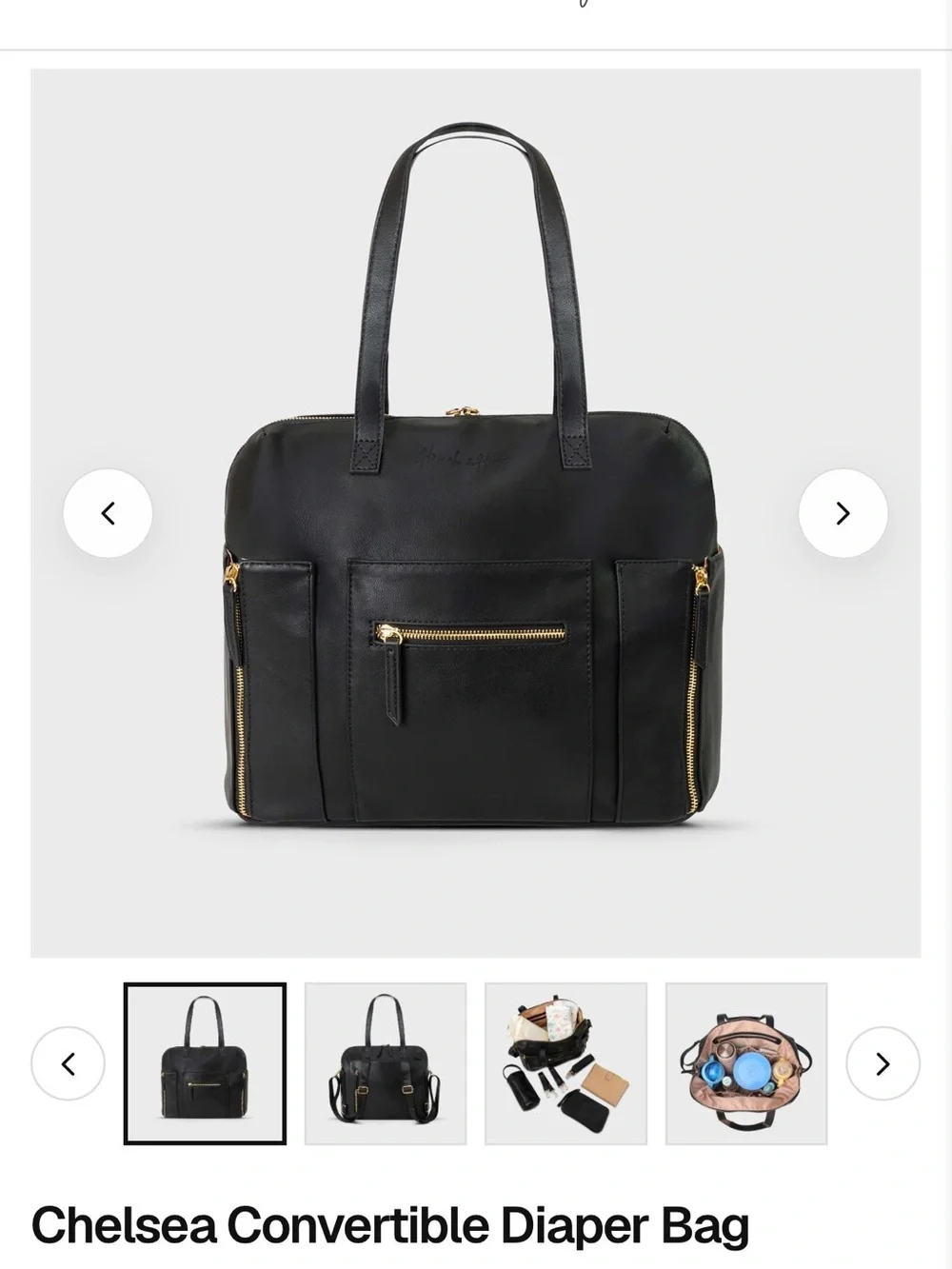 Hannah and Henry Chelsea Convertible Diaper Bag - Black